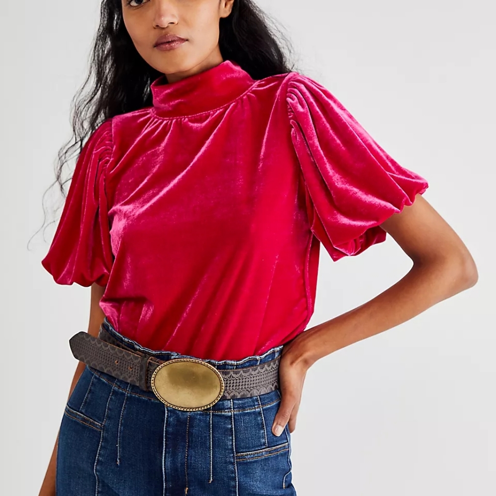 NWOT Free People Claudia Velvet Tee